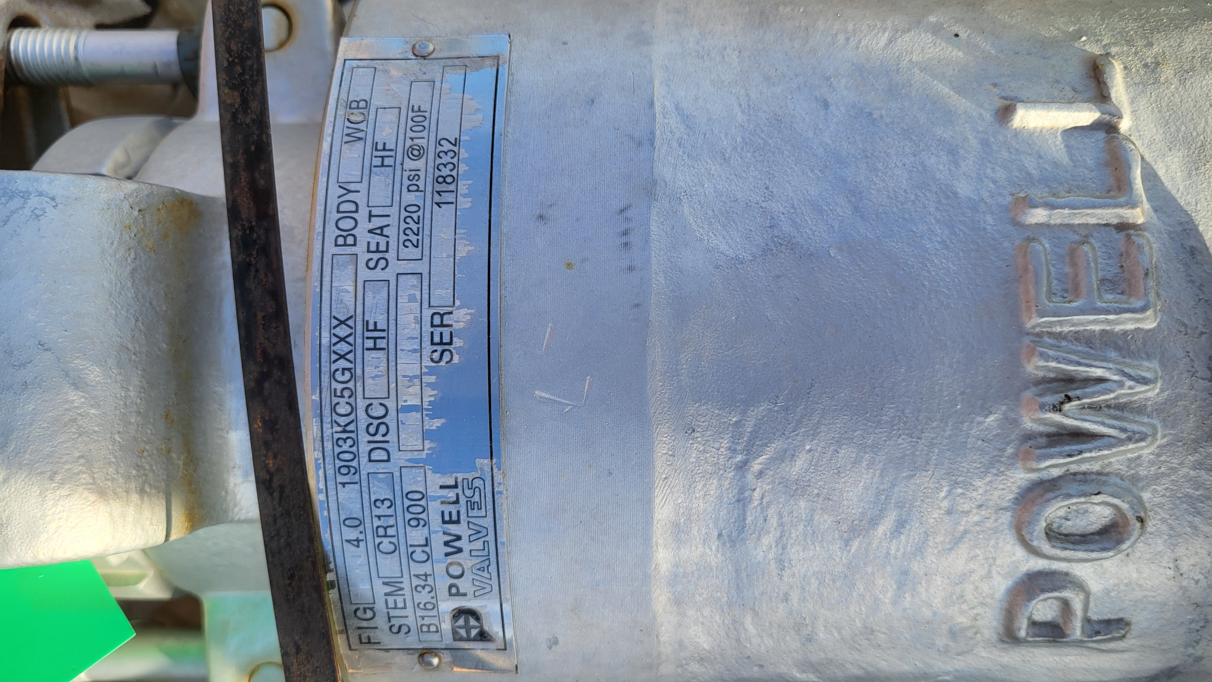 Powell Valves 4-Inch Class 900 Cast Steel Gate Valve Fig. 1903KC5GXXX — product image 2 of 3