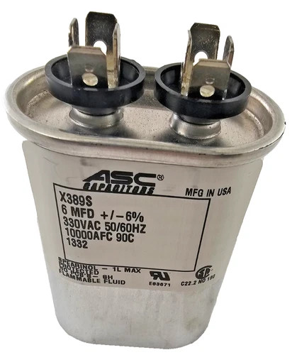 ASC X389S 6 MFD 330VAC Motor Run Capacitor