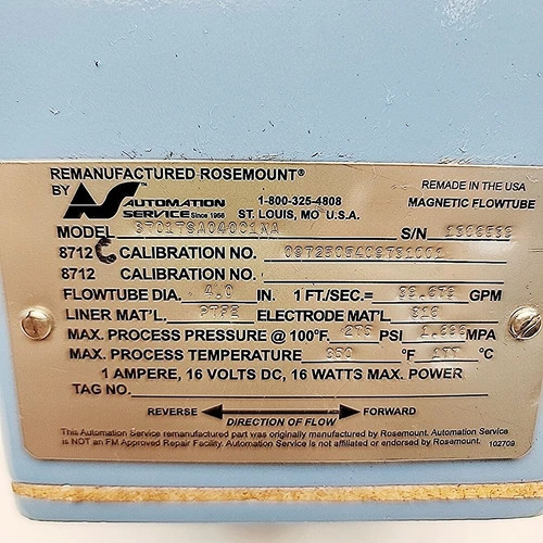 Rosemount 8701TSA040C1NA 4" Magnetic Flowtube — product image 4 of 4