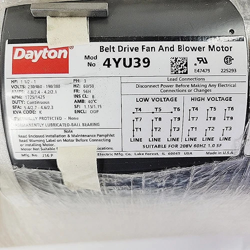 Dayton 4YU39 Belt Drive Fan And Blower Motor 1 1/2 HP — product image 3 of 5