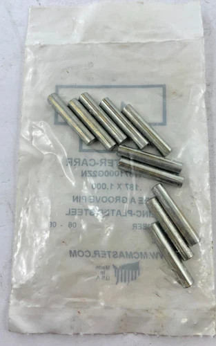 McMaster-Carr Type A Groove Pin GA1871000G2ZN, Zinc-Plated Steel, 0.187" x 1.000" (Pack of 10) — product image 2 of 2