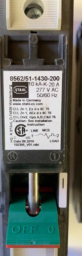 R. STAHL 8562/51-1430-200 Hazardous Location Single Pole 20 Amp Circuit Breaker