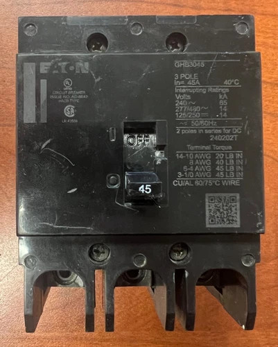 Eaton GHB3045 3-Pole 45A Molded Case Circuit Breaker