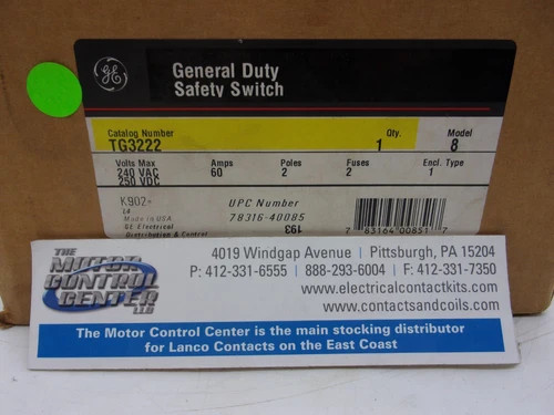 General Electric TG3222 General Duty Safety Switch, 60A, 240V, 2-Pole, Fusible, NEMA 1 — primary product image