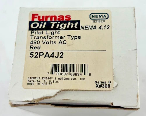 Furnas Oil Tight Pilot Light 52PA4J2 Transformer Type 480V AC Red