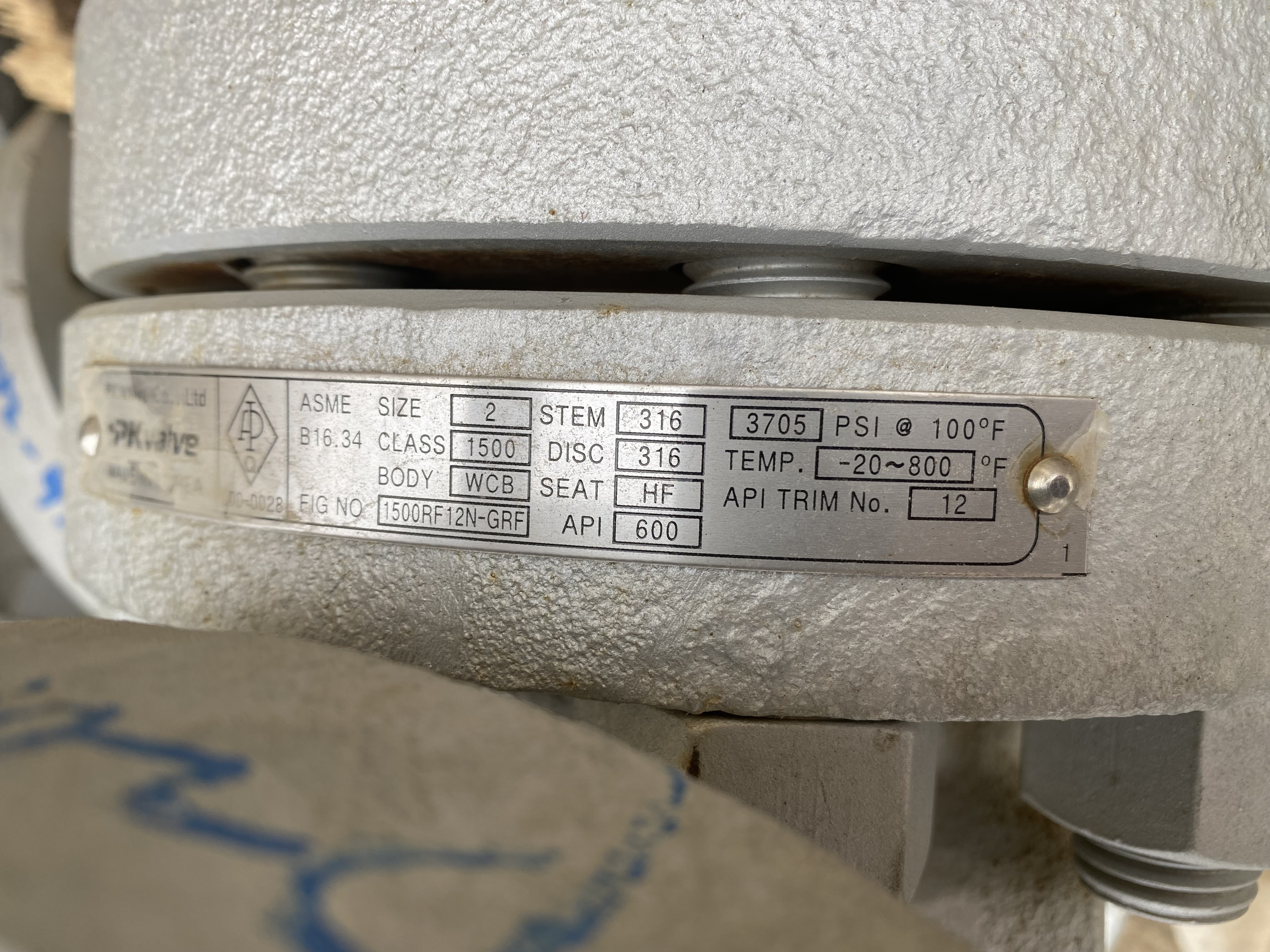 PK Valve 2-Inch Class 1500 Gate Valve 1500RF12N-GRF — product image 4 of 4