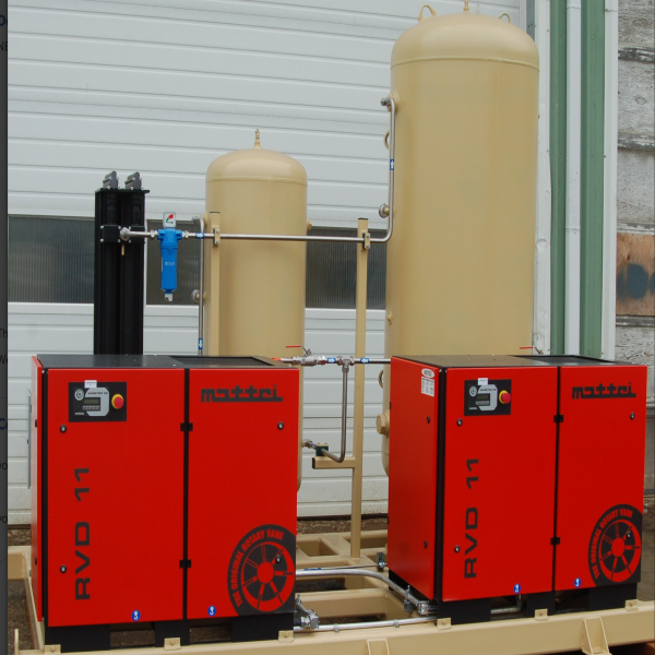 Mattei RVD11H 15 HP Rotary Vane Air Compressor System with Xebec MAD55 Dryer and 120-Gallon Receiver