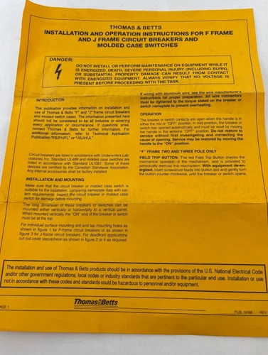 Thomas & Betts J Frame Molded Case Circuit Breaker JS360225A — product image 6 of 6