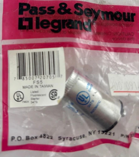 Pass & Seymour Legrand FS-5 Fluorescent Lamp Starter for 4-8W Lamps — primary product image
