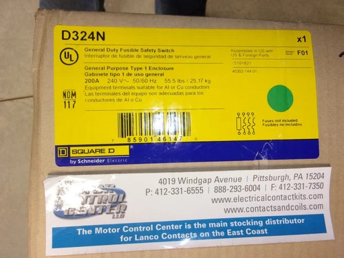 Square D D324N General Duty Fusible Safety Switch, 200A, 240V, 3-Pole, NEMA 1 — primary product image