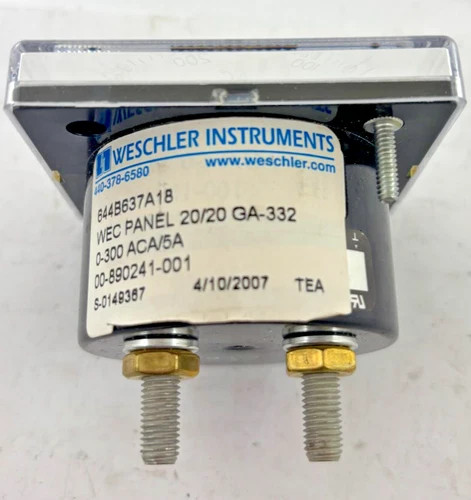 Weschler Instruments 644B637A18 Analog AC Ammeter 0-300A — product image 4 of 4
