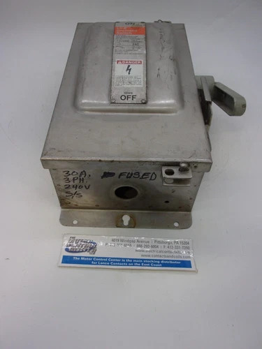 ITE F321SS Heavy Duty Enclosed Fusible Safety Switch 30A 240V 3P NEMA 4 Stainless Steel